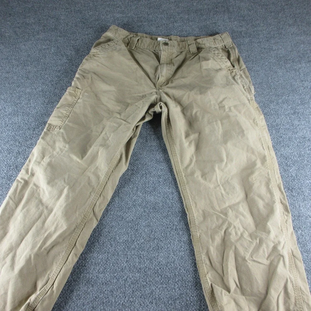 Carhartt Pants Mens 36x27 Beige B151 DKH Relaxed Canvas Carpenter Workwear